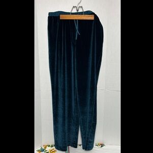 Coldwater Creek Women’s Petite Large Dark Teal Velvet Straight Leg Pants